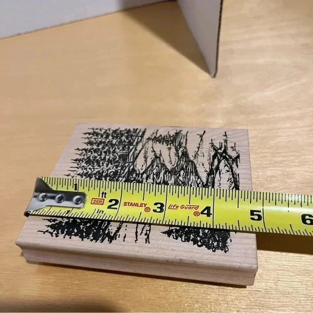 Northwoods EVERGREENS Trees Landscape River Woods Rubber Stamp